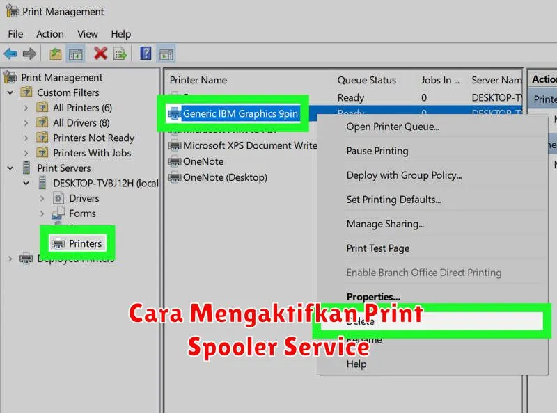 Cara Mengaktifkan Print Spooler Service