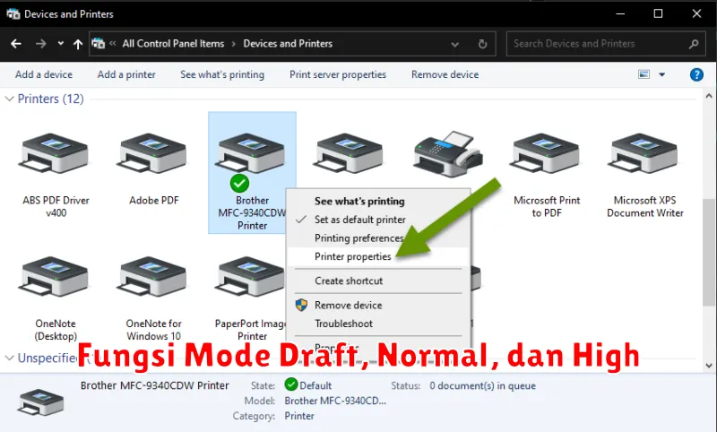 Fungsi Mode Draft, Normal, dan High