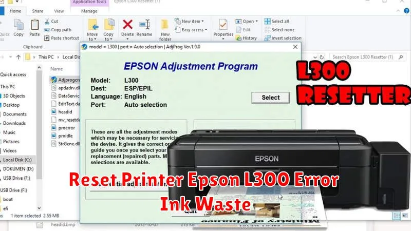 Reset Printer Epson L300 Error Ink Waste